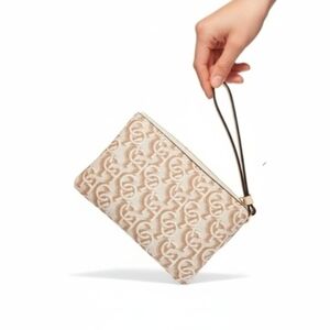 Coach Wristlet Monogram Print Cream Beige NEW NWOT